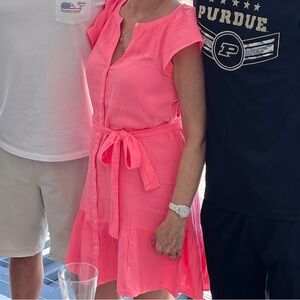 Vineyard Vines Neon Pink Cotton Dress